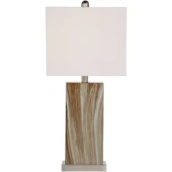 360 Lighting Connie Modern Table Lamps Set Of 2 25" High Brown Faux Marble With USB Charging Port White Rectangular Shade For Living Room Office Desk -Adesso Shop GUEST b1cb0eb2 0832 49fe 931f b780e8f48406