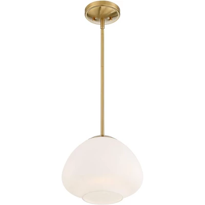 Possini Euro Design Orilla Brass Mini Pendant Light 11 3/4" Wide Mid Century Modern White Opal Glass Shade For Dining Room House Foyer Kitchen Island 5 Possini Euro Design Orilla Brass Mini Pendant Light 11 3/4" Wide Mid Century Modern White Opal Glass Shade For Dining Room House Foyer Kitchen Island - Image 5