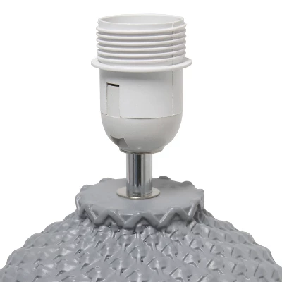 20.4" Traditional Ceramic Purled Texture Bedside Table Desk Lamp With White Fabric Drum Shade Gray - Simple Designs 2 20.4" Traditional Ceramic Purled Texture Bedside Table Desk Lamp With White Fabric Drum Shade Gray - Simple Designs - Image 2