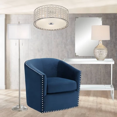 360 Lighting Waylon Modern Table Lamp 28" Tall Textured Mercury Glass Off White Tapered Drum Shade For Bedroom Living Room Bedside Nightstand Office 7 360 Lighting Waylon Modern Table Lamp 28" Tall Textured Mercury Glass Off White Tapered Drum Shade For Bedroom Living Room Bedside Nightstand Office - Image 7