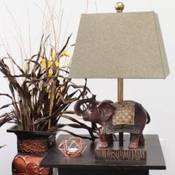Elephant Table Lamp With Fabric Shade Brown - Lalia Home -Adesso Shop GUEST b38f065d c749 457d 98c9 5abf7f0d4306