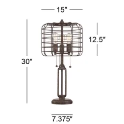 Franklin Iron Works Edison Industrial Rustic Farmhouse Table Lamp 30" Tall Rust Brown Open Metal Cage For Bedroom Living Room Bedside Nightstand Kids -Adesso Shop GUEST b3a7c16d 2526 4ac3 ae8f a3a50c5bad99