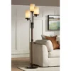 Franklin Iron Works Astoria Rustic Farmhouse Floor Lamp 71" Tall Bronze Faux Wood 3 Light Tree Tea Alabaster Glass For Living Room Bedroom Office Home