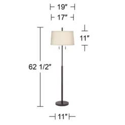 Possini Euro Design Nayla Modern Floor Lamp 62 1/2" Tall Bronze Metal Off White Fabric Tapered Drum Shade For Living Room Bedroom Office House Home -Adesso Shop GUEST b3e71107 ad6c 45a8 9214 770f5129cfe0