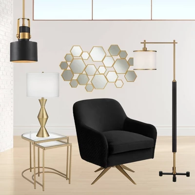 360 Lighting Elka Modern Mid Century Table Lamp 28" Tall Brass Geometric Metal White Drum Shade For Bedroom Living Room Bedside Nightstand Office Home 8 360 Lighting Elka Modern Mid Century Table Lamp 28" Tall Brass Geometric Metal White Drum Shade For Bedroom Living Room Bedside Nightstand Office Home - Image 8