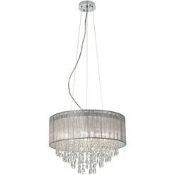 Possini Euro Design Jolie Chrome Chandelier Lighting 20" Wide Modern Crystal Silver Fabric Shade 7-Light Fixture For Dining Room House Kitchen Island -Adesso Shop GUEST b5a3f889 4381 402d 9fe1 a088bafb958c