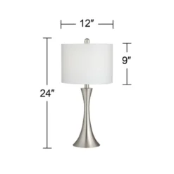 360 Lighting Gerson Modern Table Lamps 24" High Set Of 2 Brushed Nickel With Dimmers LED White Drum Shade For Bedroom Living Room Bedside Nightstand -Adesso Shop GUEST b5a78088 1d71 4af2 a2b5 8216969fd85b