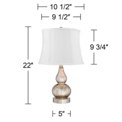 360 Lighting Castine Modern Accent Table Lamps 22" High Set Of 2 Mercury Glass With USB Charging Port White Softback Shade For Living Room House Desk -Adesso Shop GUEST b5cc2e60 6fde 422f 9691 95200e8d8949