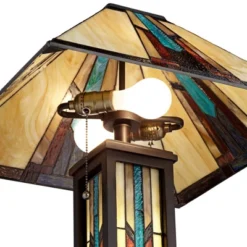 Robert Louis Tiffany Ranier Rustic Mission Floor Lamp 59 1/2" Tall Bronze With LED Nightlight Stained Art Glass Shade For Living Room Bedroom Office -Adesso Shop GUEST b6248e0a 05b9 4a5f 9229 a24316ba4b44