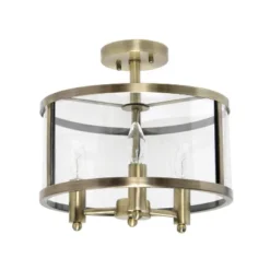 3-Light 13" Industrial Farmhouse Glass/Metallic Accented Semi-flushmount Ceiling Light - Lalia Home 24 3-Light 13" Industrial Farmhouse Glass/Metallic Accented Semi-flushmount Ceiling Light - Lalia Home -Adesso Shop GUEST b675824c 174e 40ce 9aff 6f7ad062c5f3