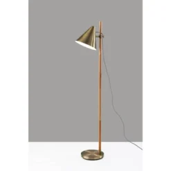 Bryn Floor Lamp Natural Rubberwood Antique Brass - Adesso -Adesso Shop GUEST b6ceb09f d471 4482 b8e0 925716bb8d9d