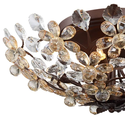 Vienna Full Spectrum Blooms Vintage Ceiling Light Semi Flush Mount Fixture 21" Wide Weathered Brown 5-Light For Bedroom Kitchen Living Room Hallway 2 Vienna Full Spectrum Blooms Vintage Ceiling Light Semi Flush Mount Fixture 21" Wide Weathered Brown 5-Light For Bedroom Kitchen Living Room Hallway - Image 2