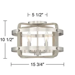 Barnes And Ivy Woodway Modern Farmhouse Ceiling Light Flush Mount Fixture 15 3/4" Wide Brushed Nickel Wood Grain 4-Light For Bedroom Living Room House -Adesso Shop GUEST b7bd2836 26bf 432b adaa 22d954f38a36