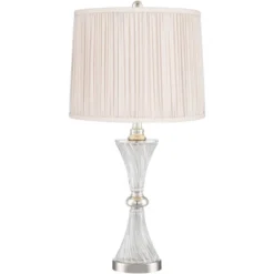 Regency Hill Luca Modern Table Lamps 25 1/2" High Set Of 2 Twisted Glass With USB Charging Port Oyster Shirred Shade For Bedroom Living Room Home Desk -Adesso Shop GUEST b81c92b4 b01f 444e b96e 6916233654a9