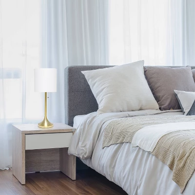 Tapered Desk Lamp With Fabric Drum Shade White - Simple Designs 4 Tapered Desk Lamp With Fabric Drum Shade White - Simple Designs - Image 4