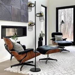 67.25" Echo Black Painted Metal Mesh Three Drum Shade Candlestick Floor Lamp - River Of Goods -Adesso Shop GUEST ba1df746 b029 4430 b810 c9324c5432b9