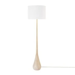 65" Kanana Faux Wood Floor Lamp With White Cotton Shade - Globe Electric -Adesso Shop GUEST ba374893 6c2d 40b4 9916 5f62127477e9