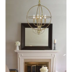 4-Light 21" Metal Chandelier Antique Brass - Cal Lighting