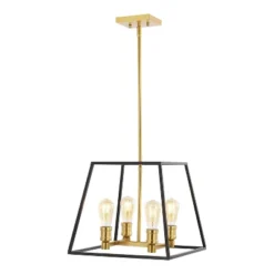 15" 4-Light Lloyd Farmhouse Industrial Iron LED Pendant Black/Brass Gold - JONATHAN Y -Adesso Shop GUEST ba575620 27f1 494c 8179 2ae528a8cadc