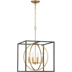 Possini Euro Design Black Warm Brass Cage Foyer Pendant Chandelier 16 1/2" Wide 4-Light Mid Century Modern For Dining Room House 9 Possini Euro Design Black Warm Brass Cage Foyer Pendant Chandelier 16 1/2" Wide 4-Light Mid Century Modern For Dining Room House -Adesso Shop GUEST ba83c680 33c3 4839 bfdc c9767d78562d