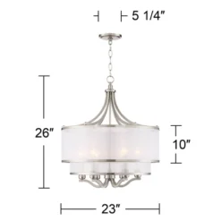 Possini Euro Design Nor Brushed Nickel Pendant Chandelier 23" Wide Modern Double White Organza Shade 6-Light Fixture For Dining Room Kitchen Island 15 Possini Euro Design Nor Brushed Nickel Pendant Chandelier 23" Wide Modern Double White Organza Shade 6-Light Fixture For Dining Room Kitchen Island -Adesso Shop GUEST bb16169e e8ac 40d5 a519 799cfcb81c1e