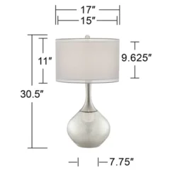 Possini Euro Design Swift Modern Table Lamp 30 1/2" Tall Mercury Glass Double Shade For Bedroom Living Room House Bedside Nightstand Office Entryway -Adesso Shop GUEST bb63de08 a18c 45f8 b18c 5485f2285296