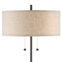 360 Lighting Modern Accent Table Lamp With USB And AC Power Outlet 23 1/2" High Bronze Fabric Drum Shade For Bedroom Living Room House Desk Bedside -Adesso Shop GUEST bbac2bb6 1a02 41fa 91fd a33d37eea144