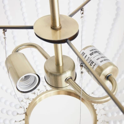 Melrose 2-Light Beaded Chandelier Antique Brass/White - Hampton Hill 6 Melrose 2-Light Beaded Chandelier Antique Brass/White - Hampton Hill - Image 6