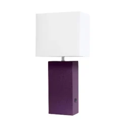 21" Lexington Leather Base Modern Home Decor Bedside Table Lamp With USB Charging Port And Fabric Shade - Lalia Home 34 21" Lexington Leather Base Modern Home Decor Bedside Table Lamp With USB Charging Port And Fabric Shade - Lalia Home -Adesso Shop GUEST beba5898 f326 4592 82e9 7553dc78e0c9