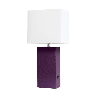 21" Lexington Leather Base Modern Home Decor Bedside Table Lamp With USB Charging Port And Fabric Shade - Lalia Home 15 21" Lexington Leather Base Modern Home Decor Bedside Table Lamp With USB Charging Port And Fabric Shade - Lalia Home - Image 15