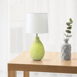 14.17" Traditional Ceramic Texture Thumbprint Tear Drop Table Desk Lamp With Tapered White Shade Green - Creekwood Home -Adesso Shop GUEST c0043532 1722 4077 b8b6 70801fcef9ef