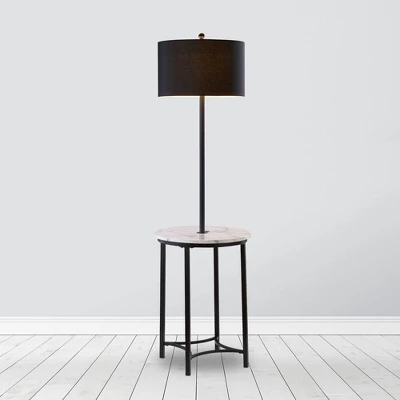 61.5" Amelia Modern Floor Lamp With Table And Built-In USB Matte Black/White Marble - Teamson Home 7 61.5" Amelia Modern Floor Lamp With Table And Built-In USB Matte Black/White Marble - Teamson Home - Image 7