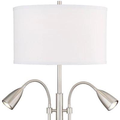 Possini Euro Design Wagner Modern Table Lamp 29 3/4" Tall Brushed Nickel With USB Charging Port And LED Gooseneck Lights White Shade For Living Room 8 Possini Euro Design Wagner Modern Table Lamp 29 3/4" Tall Brushed Nickel With USB Charging Port And LED Gooseneck Lights White Shade For Living Room - Image 8