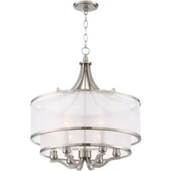 Possini Euro Design Nor Brushed Nickel Pendant Chandelier 23" Wide Modern Double White Organza Shade 6-Light Fixture For Dining Room Kitchen Island 13 Possini Euro Design Nor Brushed Nickel Pendant Chandelier 23" Wide Modern Double White Organza Shade 6-Light Fixture For Dining Room Kitchen Island -Adesso Shop GUEST c19ac5bd 5808 482d 9cfb 07d1572fc05b