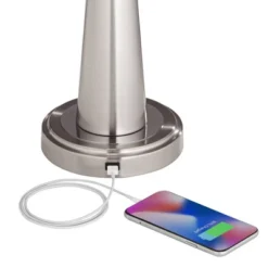 360 Lighting Karla Modern Table Lamps 25" High Set Of 2 Brushed Steel Column With USB Charging Port White Fabric Shade For Bedroom Living Room Desk 9 360 Lighting Karla Modern Table Lamps 25" High Set Of 2 Brushed Steel Column With USB Charging Port White Fabric Shade For Bedroom Living Room Desk -Adesso Shop GUEST c260550a 1212 48ce 8e3a 12942738bf95 1