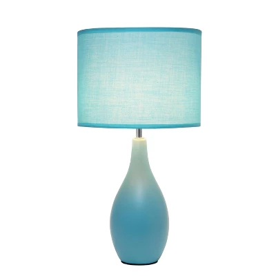 18.11" Traditional Standard Ceramic Dewdrop Table Desk Lamp With Matching Fabric Shade Blue - Creekwood Home 1 18.11" Traditional Standard Ceramic Dewdrop Table Desk Lamp With Matching Fabric Shade Blue - Creekwood Home