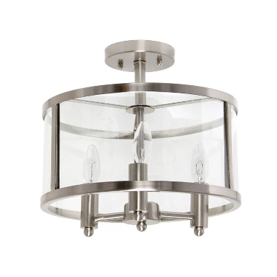 3-Light 13" Industrial Farmhouse Glass/Metallic Accented Semi-flushmount Ceiling Light - Lalia Home 13 3-Light 13" Industrial Farmhouse Glass/Metallic Accented Semi-flushmount Ceiling Light - Lalia Home - Image 13