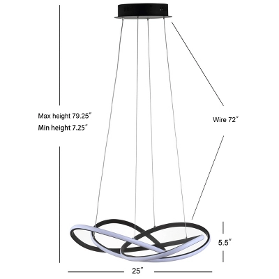 25" Metal Adjustable Alexia Abstract Integrated Pendant (Includes Energy Efficient Light Bulb) Black - JONATHAN Y 3 25" Metal Adjustable Alexia Abstract Integrated Pendant (Includes Energy Efficient Light Bulb) Black - JONATHAN Y - Image 3