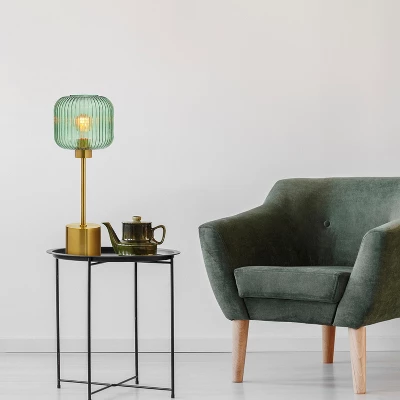 21" Jasmine Globe Shade Table Lamp Green - River Of Goods 5 21" Jasmine Globe Shade Table Lamp Green - River Of Goods - Image 5