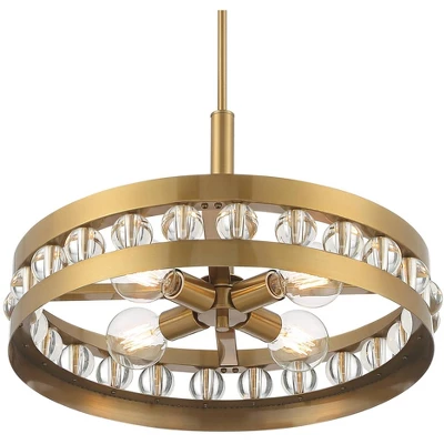 Stiffel Artyom Warm Gold Ring Pendant Chandelier 21 1/2" Wide Modern Clear Crystal Balls 4-Light Fixture For Dining Room House Foyer Kitchen Island 3 Stiffel Artyom Warm Gold Ring Pendant Chandelier 21 1/2" Wide Modern Clear Crystal Balls 4-Light Fixture For Dining Room House Foyer Kitchen Island - Image 3