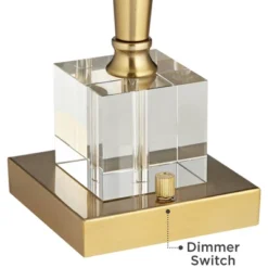 Possini Euro Design Wayne Modern Table Lamps 29 1/4" Tall Set Of 2 Brass With USB Charging Port White Fabric Drum Shade For Bedroom Living Room Kids -Adesso Shop GUEST c6ad3dfc 851e 46ad abde e1f3da7e88d1