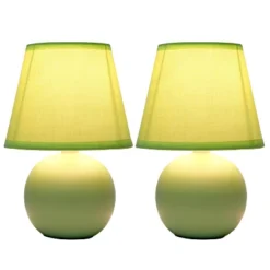 8.66" 2pk Petite Ceramic Orb Base Bedside Table Lamps With Matching Tapered Drum Shade Green - Creekwood Home -Adesso Shop GUEST c72338c5 98f0 416c a753 9a92ff10a5c0