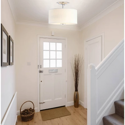 15" Marc Metal/Linen LED Semi-Flush Mount Chrome (Includes Energy Efficient Light Bulb) - JONATHAN Y 5 15" Marc Metal/Linen LED Semi-Flush Mount Chrome (Includes Energy Efficient Light Bulb) - JONATHAN Y - Image 5