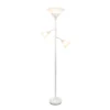 Torchiere Floor Lamp With 2 Reading Lights And Scalloped Glass Shades White - Lalia Home