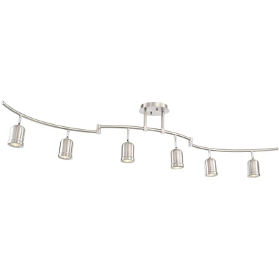 Pro Track Rhodes 6-Head LED Ceiling Track Light Fixture Kit Spot Light GU10 Silver Brushed Nickel Finish Metal Modern Kitchen Bathroom Dining 63" Wide 3 Pro Track Rhodes 6-Head LED Ceiling Track Light Fixture Kit Spot Light GU10 Silver Brushed Nickel Finish Metal Modern Kitchen Bathroom Dining 63" Wide - Image 3