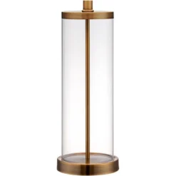 360 Lighting 26" High Cylinder Country Cottage Table Lamps Set Of 2 Fillable Clear Gold Finish Glass Metal White Shade Living Room Bedroom Bedside -Adesso Shop GUEST c756df7d 2d97 4e5d a037 eaeb94802bfb
