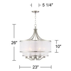 Possini Euro Design Nor Brushed Nickel Pendant Chandelier 23" Wide Modern Double White Organza Shade 6-Light Fixture For Dining Room Kitchen Island 12 Possini Euro Design Nor Brushed Nickel Pendant Chandelier 23" Wide Modern Double White Organza Shade 6-Light Fixture For Dining Room Kitchen Island -Adesso Shop GUEST c8291423 786b 40bf 928d 6d118cca3b09