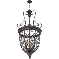Franklin Iron Works French Scroll Rubbed Bronze Chandelier 27 1/2" Wide Rustic 12-Light Fixture For Dining Room House Kitchen Island Entryway Bedroom -Adesso Shop GUEST c8578ff1 4470 4db6 8652 8f1c55418276