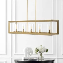 LED 5-Light Metal/Glass Anna Linear Pendant - JONATHAN Y -Adesso Shop GUEST c8646620 5a04 4cf7 8845 38626f7d3fed