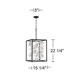 Possini Euro Design Black Silver Pendant Chandelier 15 1/4" Wide Modern Clear Crystal Flower Vine 4-Light Fixture For Dining Room House -Adesso Shop GUEST c8ac2b71 c805 4378 b0a9 146ccced3985